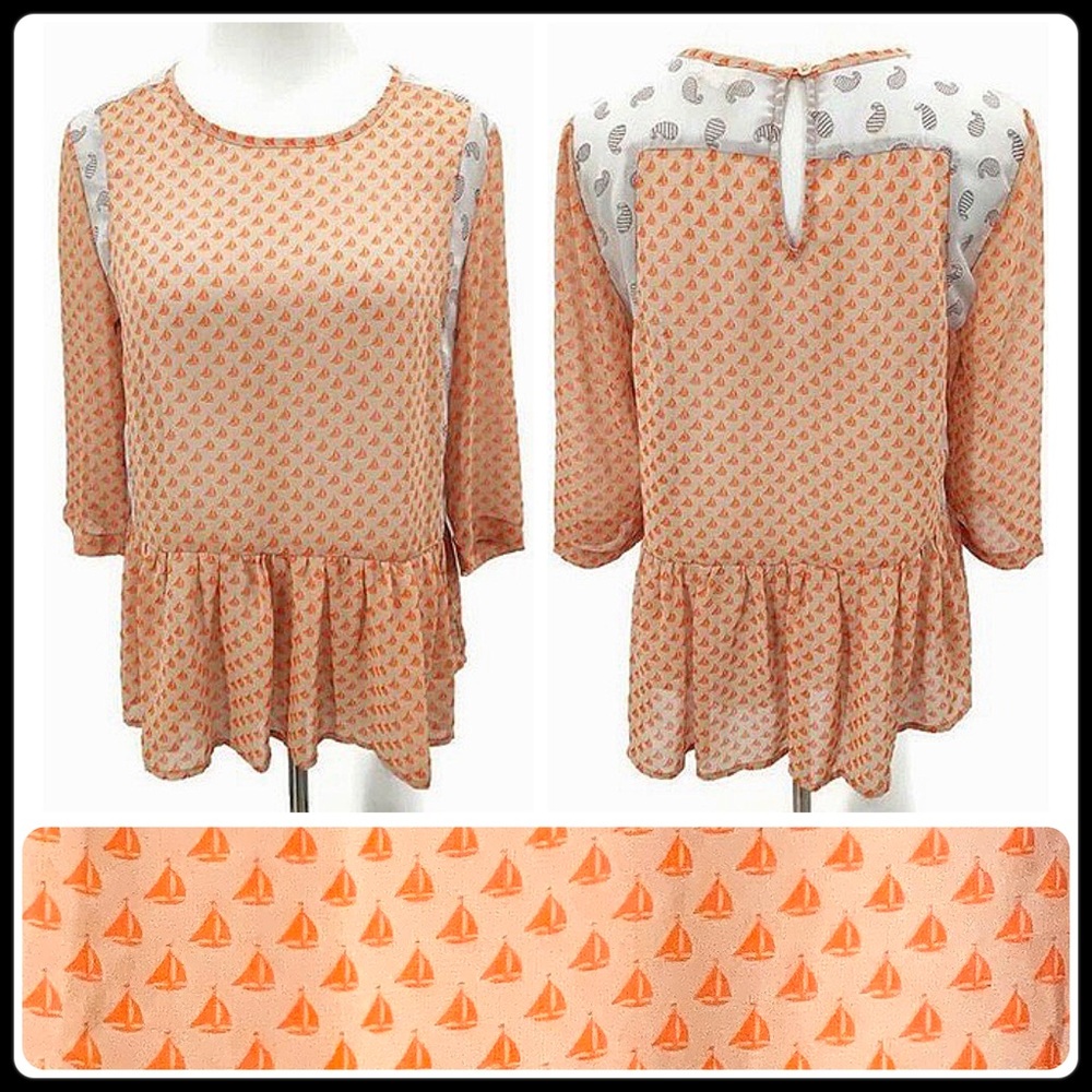 Sailboat print sheer top